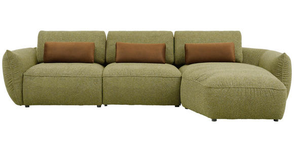 ECKSOFA Coperta in Chenille Dunkelgrün  340/190 cm  - Dunkelgrün/Schwarz, Design, Kunststoff/Textil (340/190cm) - Belluti