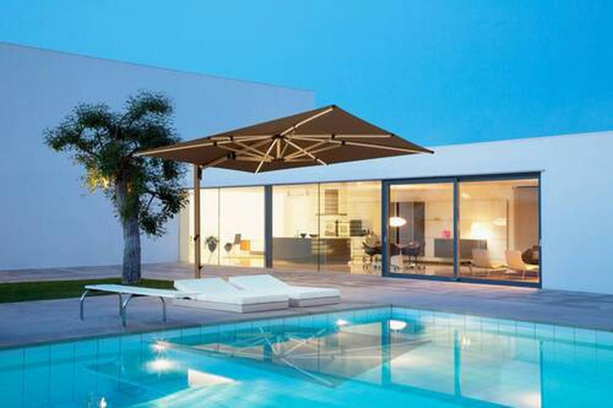 AMPELSCHIRM 400x300 cm Greige  - Greige/Eichefarben, Basics, Textil/Metall (400/300cm) - Doppler