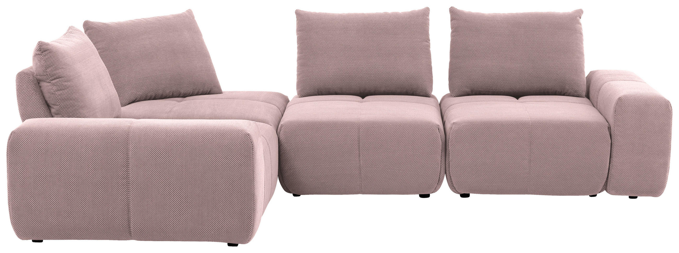 ECKSOFA in Velours Altrosa  - Schwarz/Altrosa, Design, Kunststoff/Textil (236/326cm) - Xora