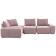 ECKSOFA in Velours Altrosa  - Schwarz/Altrosa, Design, Kunststoff/Textil (236/326cm) - Xora