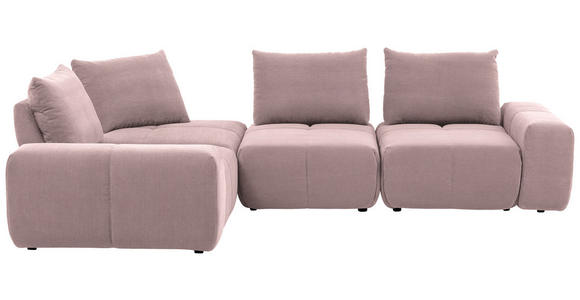 ECKSOFA in Velours Altrosa  - Schwarz/Altrosa, Design, Kunststoff/Textil (236/326cm) - Xora