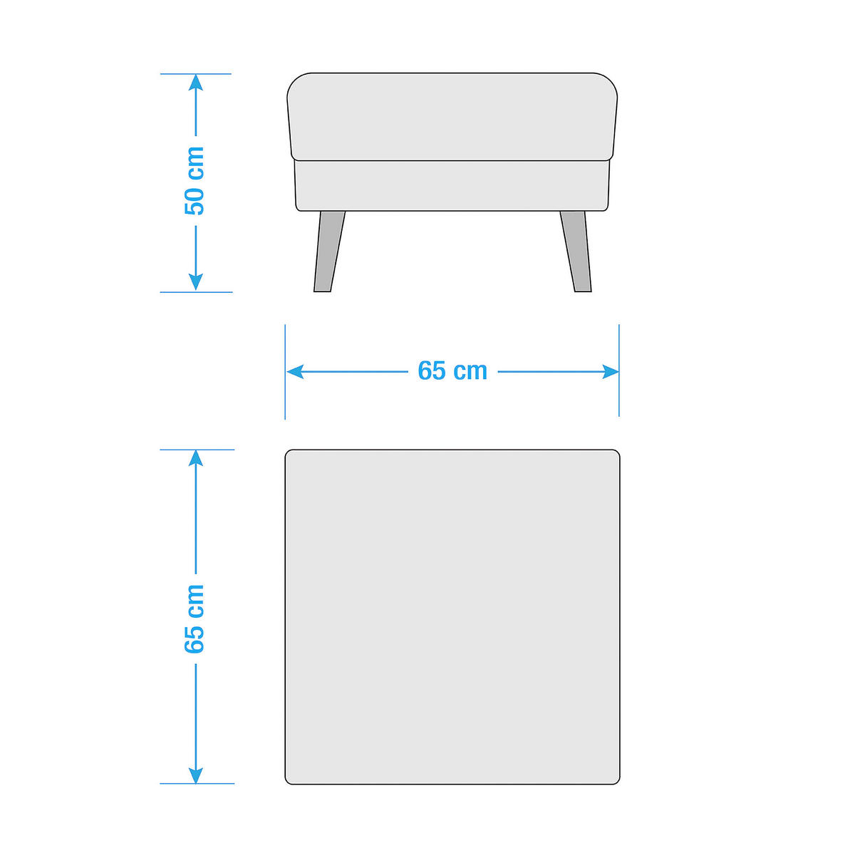 HOCKER Webstoff Grau  - Schwarz/Grau, Design, Holz/Textil (61/49/65cm) - Livetastic