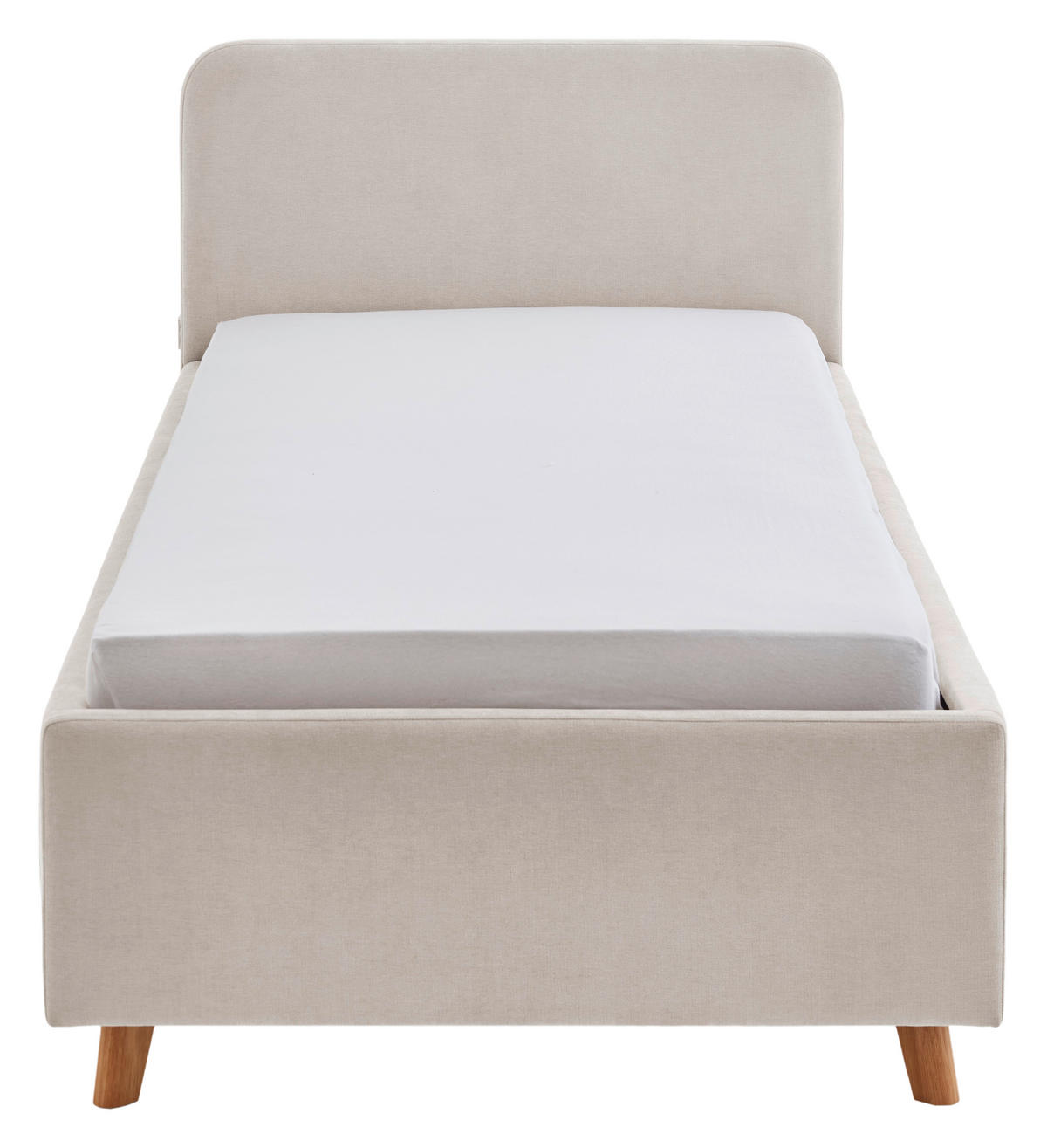 POLSTERBETT 90/200 cm,  in Eichefarben, Beige, Lattenrost, Bettkasten, Betttasche,  - Eichefarben/Birkefarben, KONVENTIONELL, Holz/Textil (90/200cm) - Boxxx