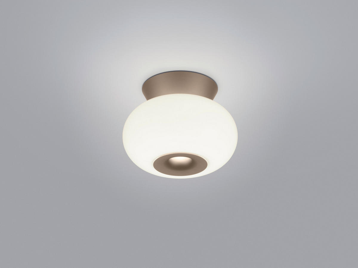 LED-DECKENLEUCHTE Sapo 20/14,5 cm   - Cappuccino, Design, Glas/Metall (20/14,5cm) - Helestra