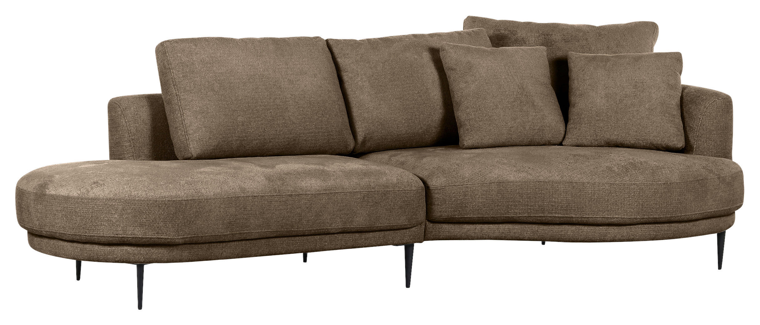 ECKSOFA in Chenille Braun  - Schwarz/Braun, Konventionell, Textil/Metall (275/140cm) - Carryhome
