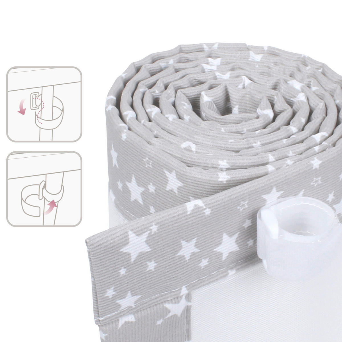 NESTCHEN babybay Nestchen 3D Mesh  - Hellgrau, Basics, Naturmaterialien (168/24/2cm) - Tobi