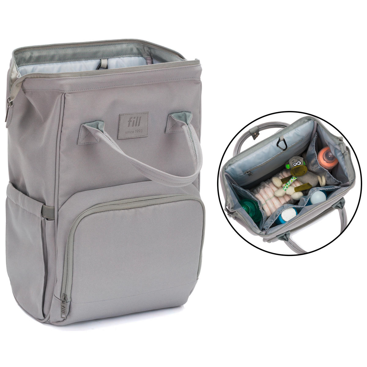 RUKSAK ZA PREVIJANJE   - siva/svijetlo siva, Basics, tekstil/plastika (27/18/42cm) - Fillikid