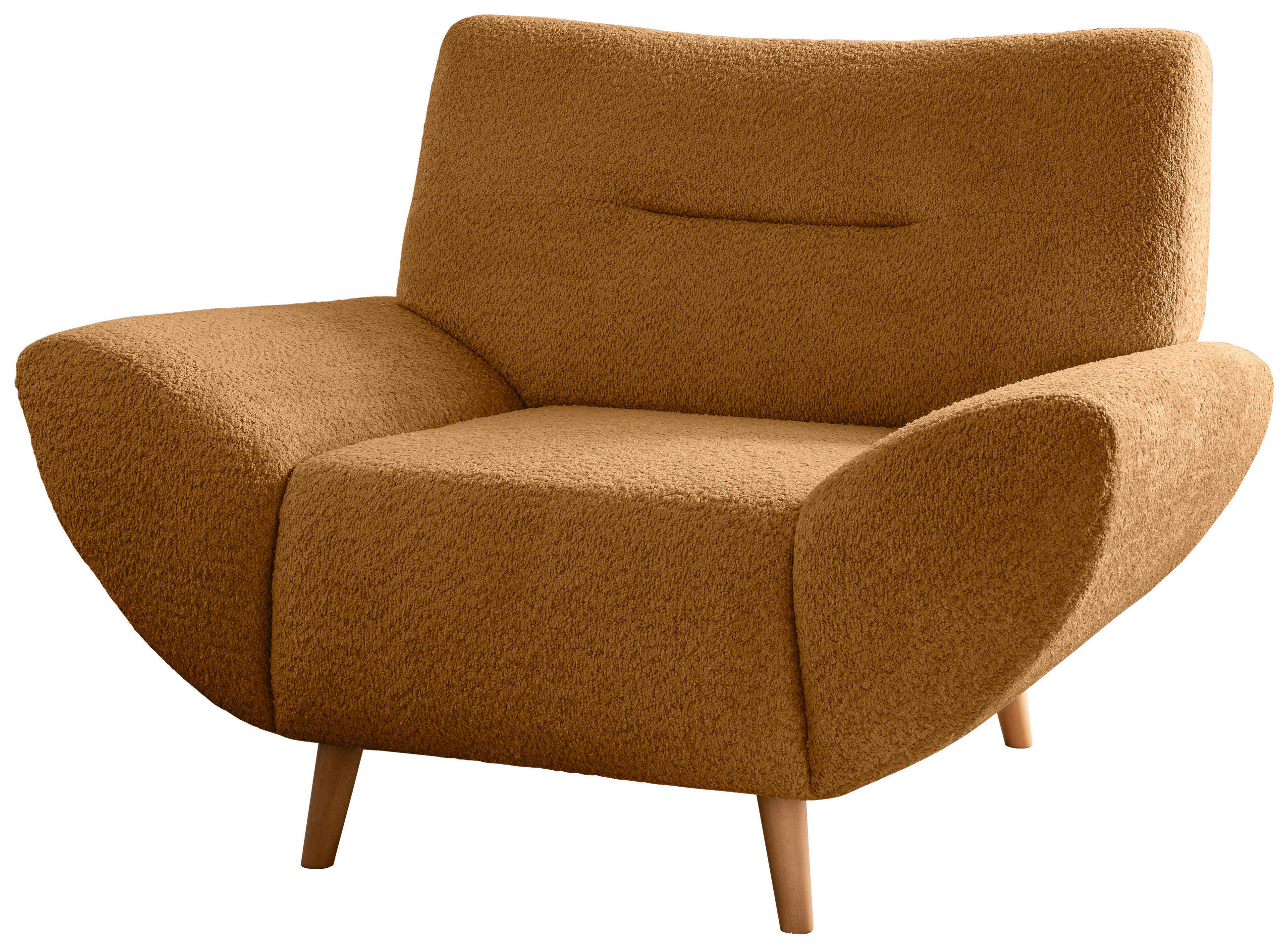 SESSEL in Bouclé Goldfarben  - Wildeiche/Goldfarben, KONVENTIONELL, Holz/Textil (111/81/90cm) - MID.YOU