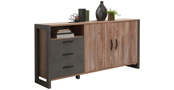 SIDEBOARD  in 189,5/93,4/43,1 cm  - Dunkelgrau/Schwarz, Trend, Holzwerkstoff/Kunststoff (189,5/93,4/43,1cm) - Carryhome