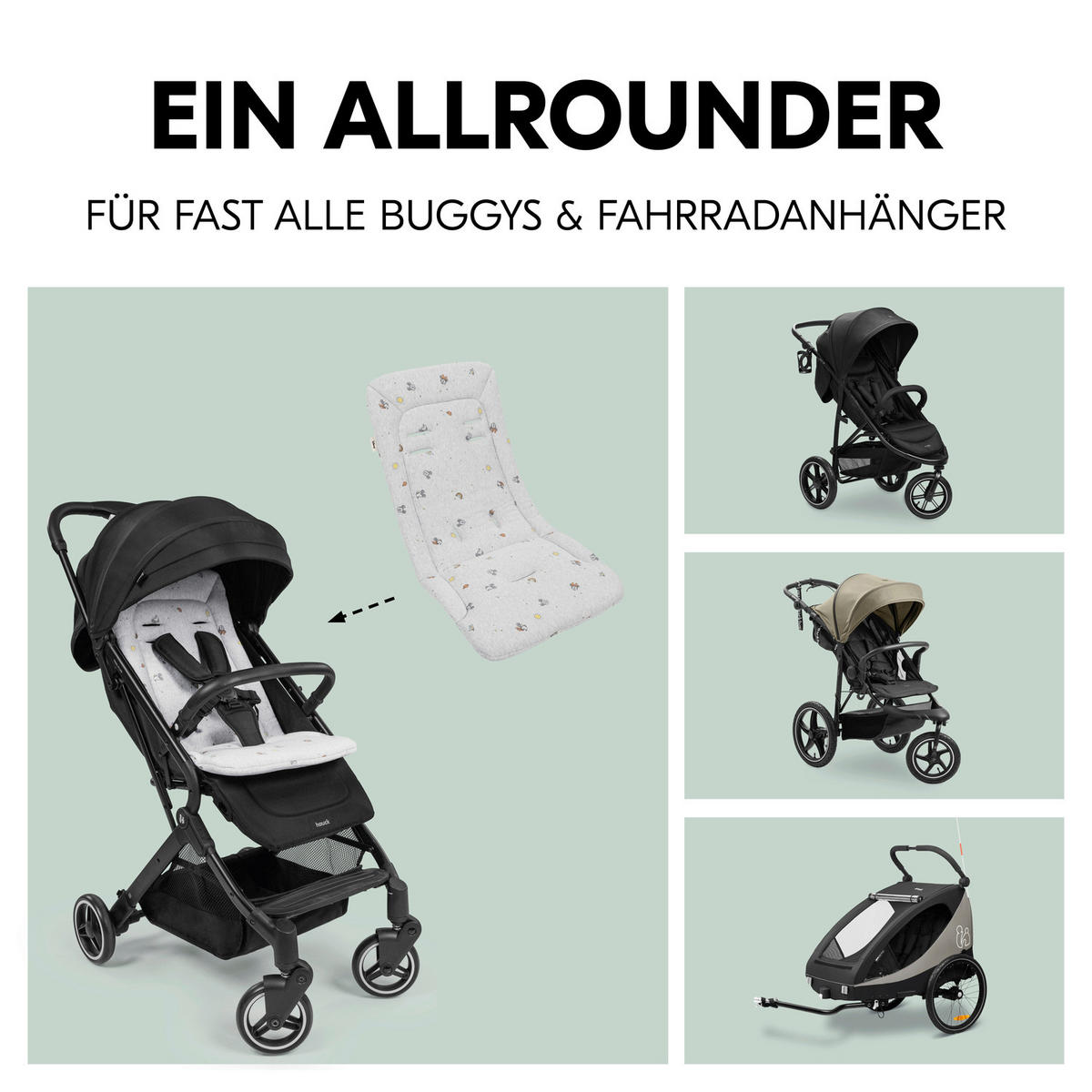 KINDERWAGENEINLAGE Pushchair Seat Liner  - Hellgrau, Basics, Kunststoff/Textil (70/37/3cm) - Hauck