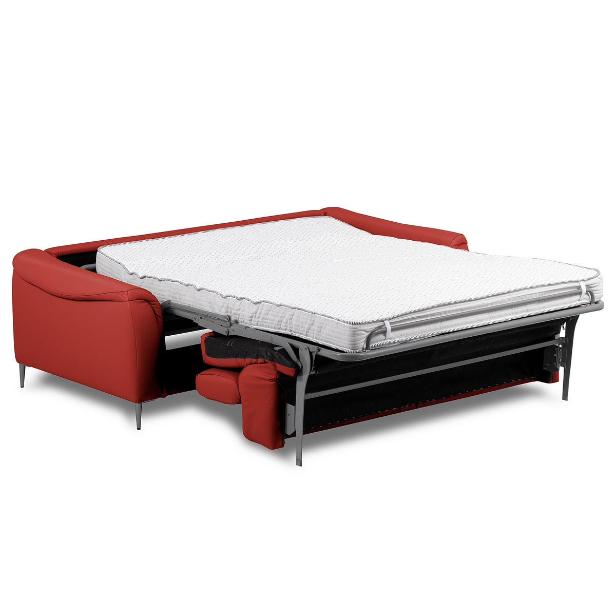 SCHLAFSOFA PAFOS Rot Echtleder Lederlook  - Rot/Schwarz, Design, Leder/Textil (203/77-98/103cm) - MID.YOU