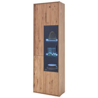 VITRINE in furniert, massiv Asteiche Eichefarben  - Eichefarben/Schwarz, Design, Glas/Holz (64/207/37cm) - Livetastic