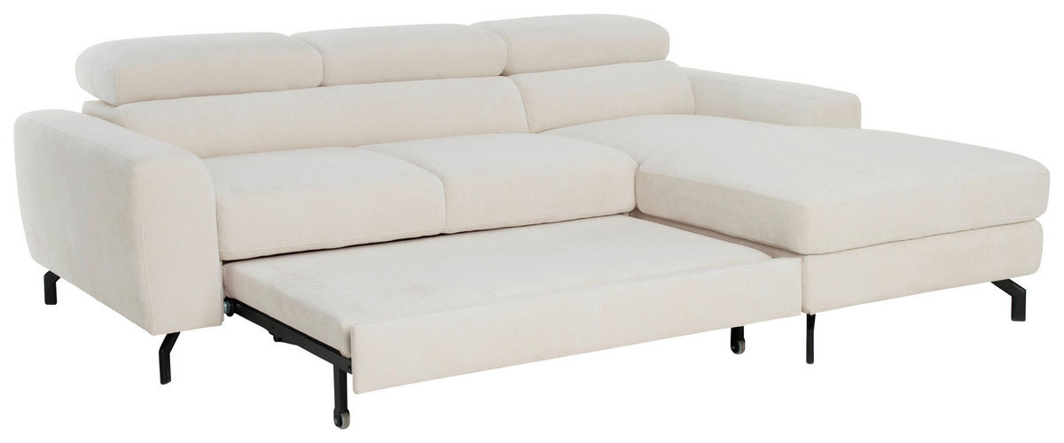 ECKSOFA Chenille Creme  - Creme/Schwarz, Design, Textil/Metall (226/177cm) - Livetastic