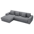 ECKSOFA in Cord Dunkelgrau  182/302 cm  - Dunkelgrau/Schwarz, MODERN, Kunststoff/Textil (182/302cm) - Carryhome