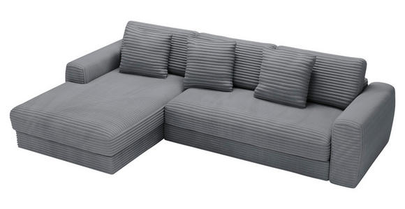 ECKSOFA in Cord Dunkelgrau  182/302 cm  - Dunkelgrau/Schwarz, MODERN, Kunststoff/Textil (182/302cm) - Carryhome