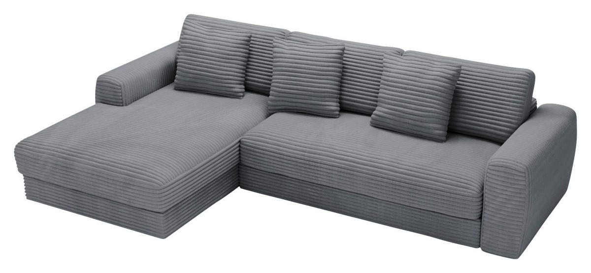ECKSOFA Dunkelgrau Cord  - Dunkelgrau/Schwarz, MODERN, Kunststoff/Textil (182/302cm) - Carryhome