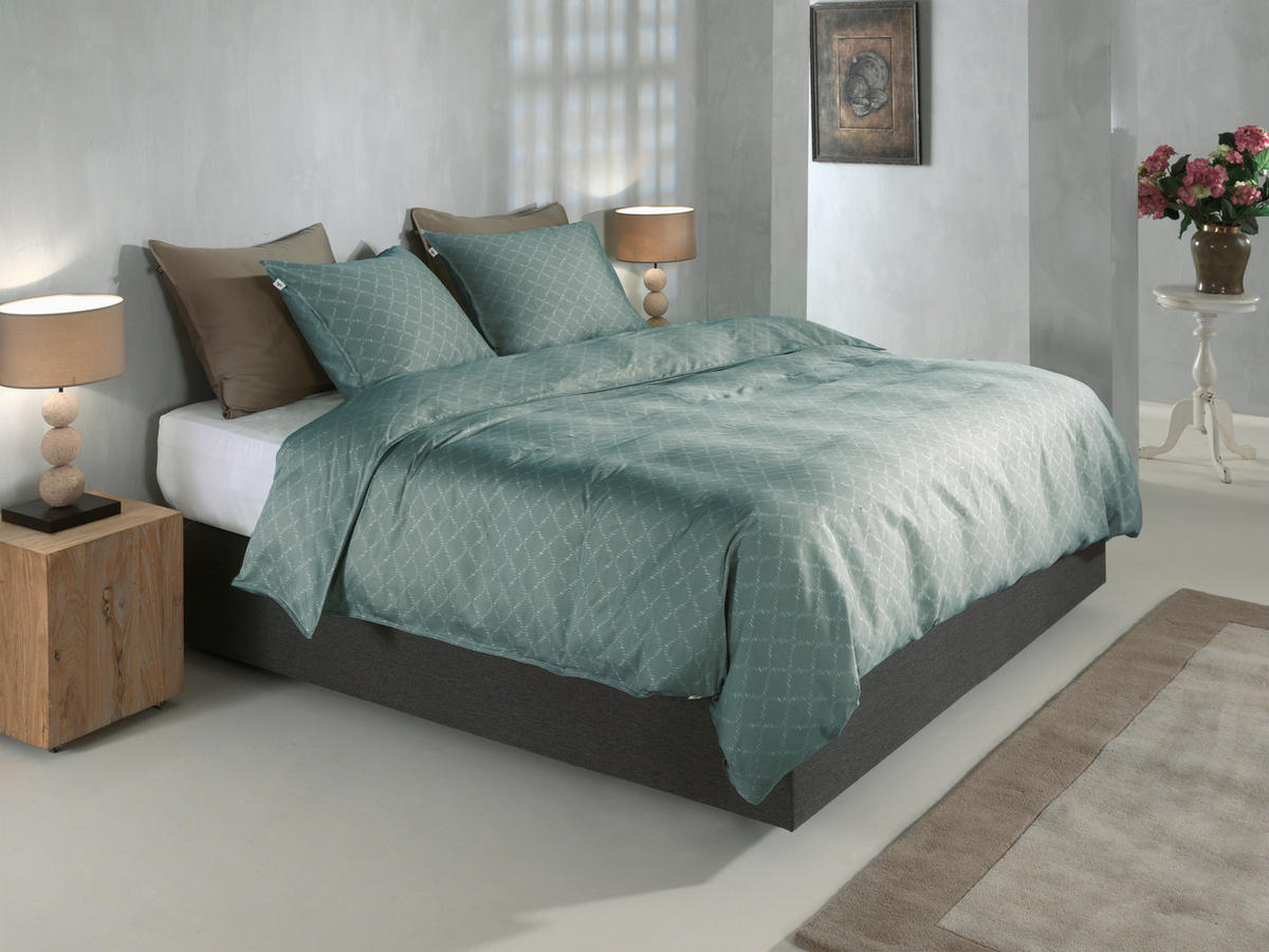 BETTWÄSCHE Linea-di-Satinado Makosatin 155/220 cm  - Graugrün, Basics, Textil (155/220cm)