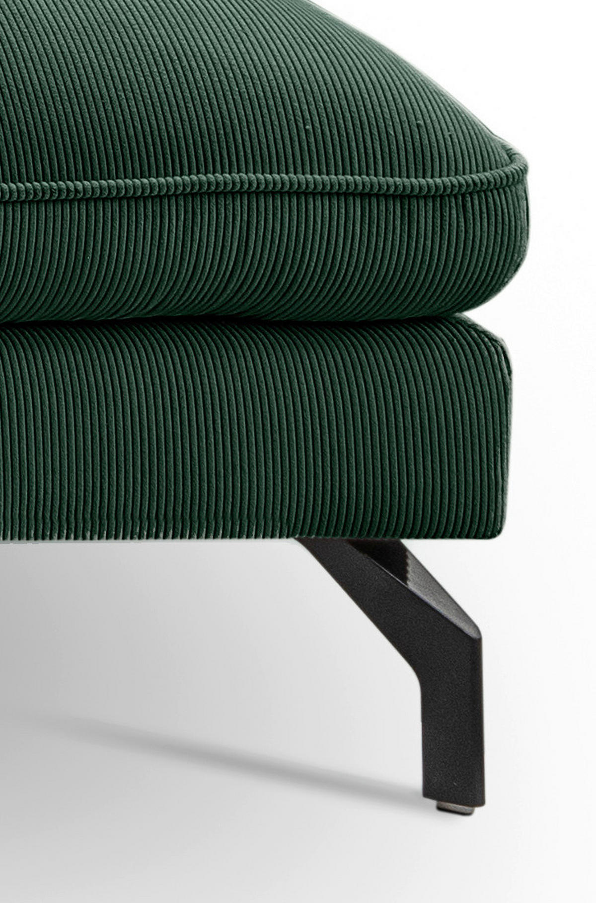 ECKSOFA TORONTO Smaragdgrün Cord  - Smaragdgrün/Schwarz, Basics, Textil/Metall (202/361cm) - MID.YOU