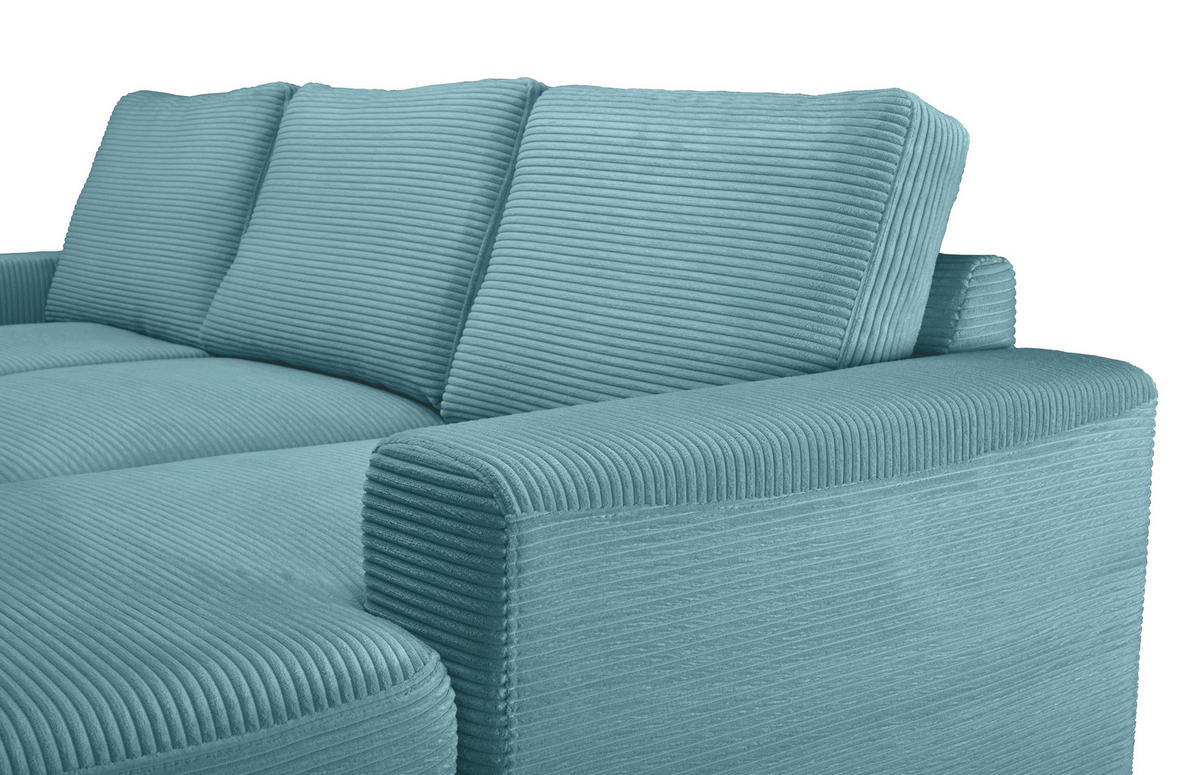 ECKSOFA Türkis Cord  - Türkis/Schwarz, KONVENTIONELL, Textil/Metall (240/150cm) - Carryhome