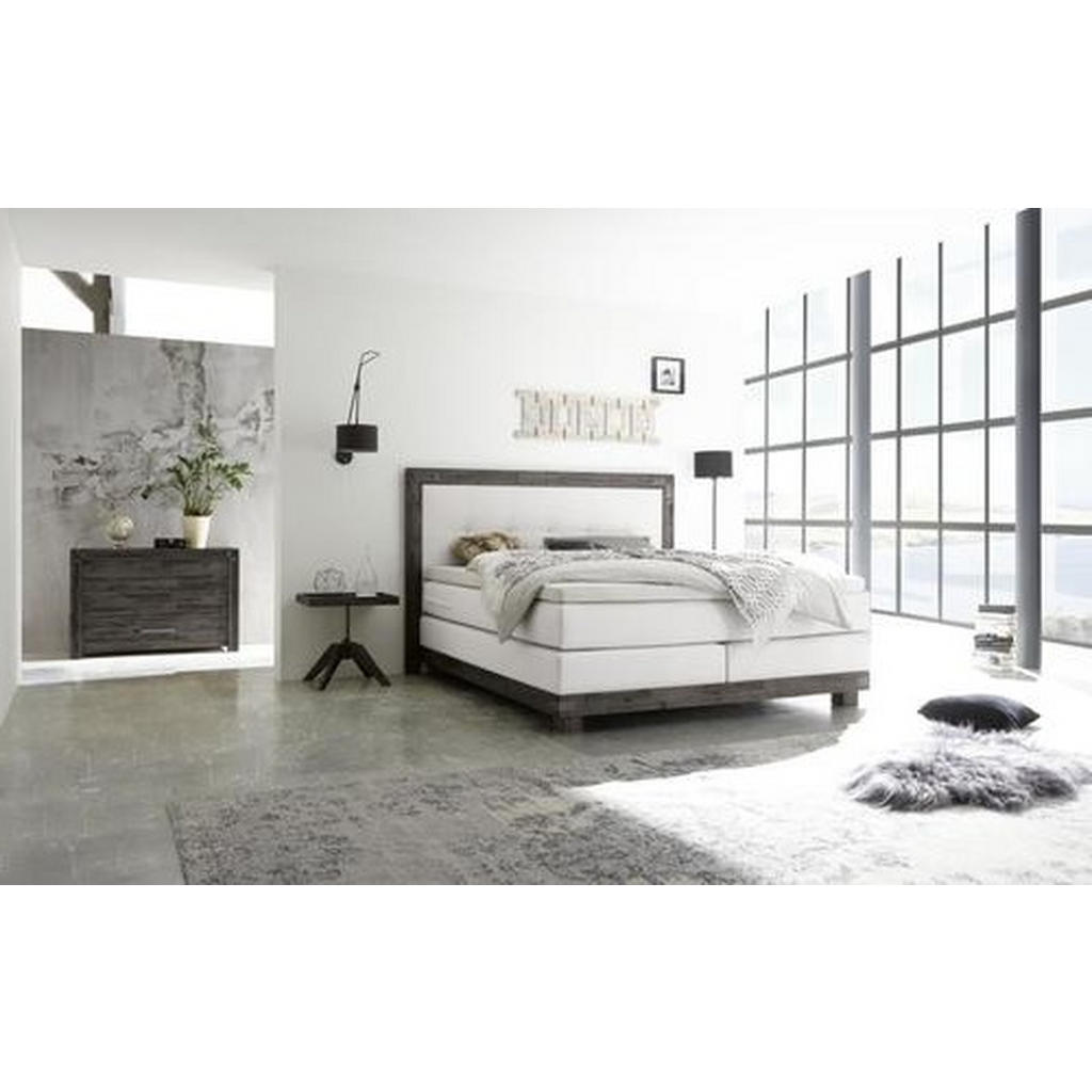 Thumbnail - Hasena Boxspringbett, Weiß, Akazie, Textil, Akazie, massiv, H3, Höhe ca. 28 cm, 180x200 cm, Topper durchgehend, in versc...