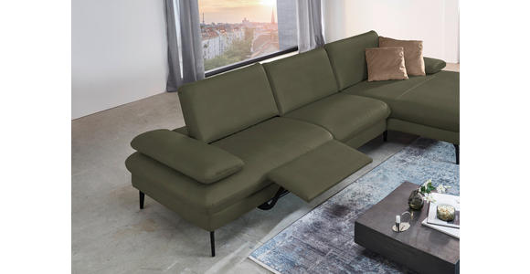 ECKSOFA in Echtleder Grau, Grün  - Schwarz/Grau, Design, Leder/Metall (325/157cm) - Dieter Knoll