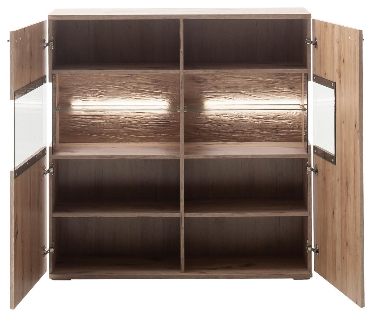 HIGHBOARD Asmara  in 119/120/37 cm  - Eichefarben/Anthrazit, Design, Glas/Holzwerkstoff (119/120/37cm) - MID.YOU
