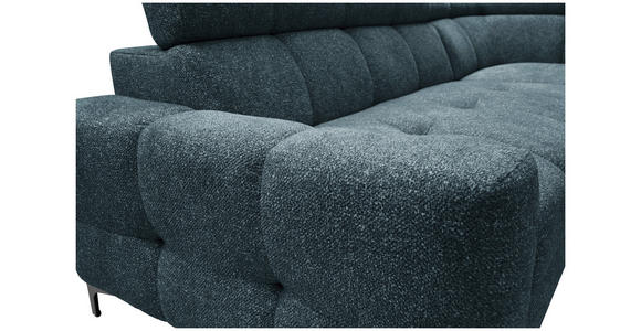 ECKSOFA in Struktur Blau  - Blau/Schwarz, MODERN, Textil/Metall (254/212cm) - Carryhome