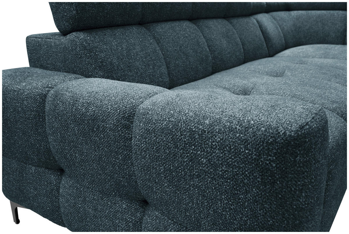 ECKSOFA in Struktur Blau  - Blau/Schwarz, Modern, Textil/Metall (254/212cm) - Carryhome
