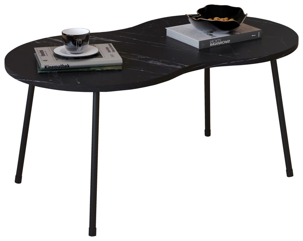 COUCHTISCH 90/41/42 cm formgebogen Schwarz  - Schwarz, Design, Holzwerkstoff (90/41/42cm) - MID.YOU