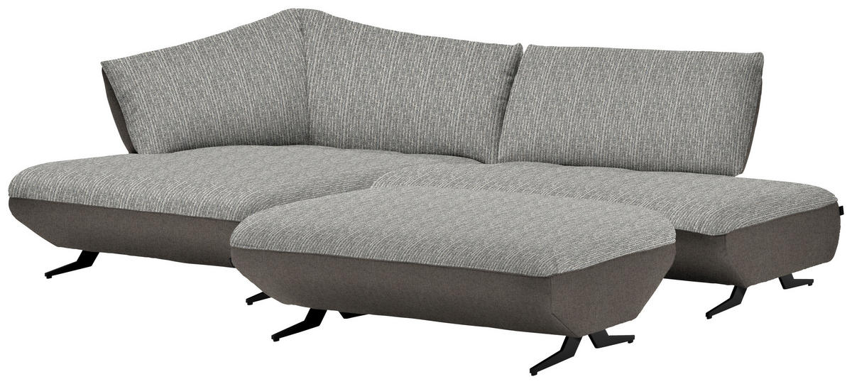 ECKSOFA in Webstoff, Struktur Blau, Sandfarben  172/265 cm  - Sandfarben/Blau, Design, Textil/Metall (172/265cm) - Joop!