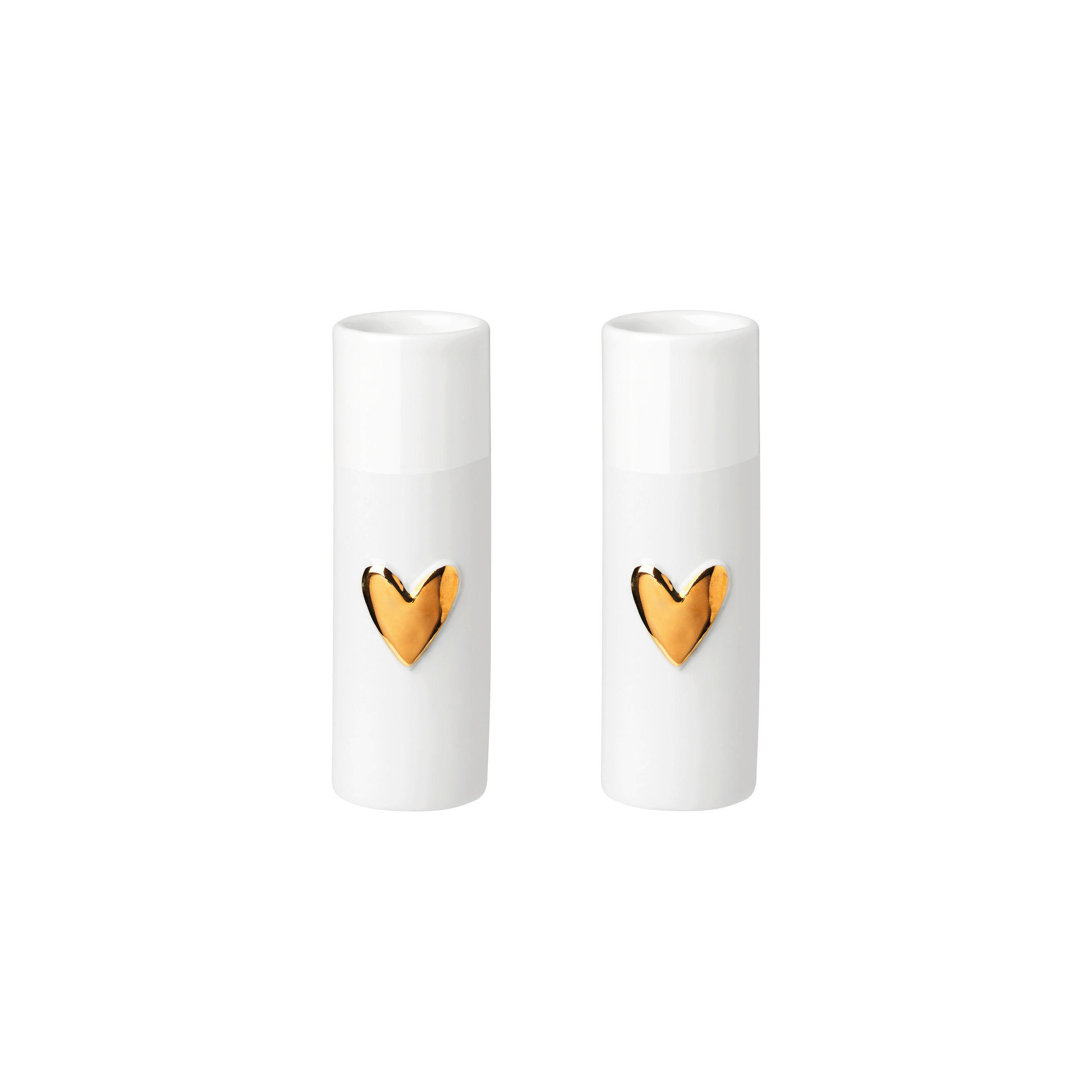 VASE  - Weiss/Goldfarben, Basics, Keramik (3,5/9cm) - Räder