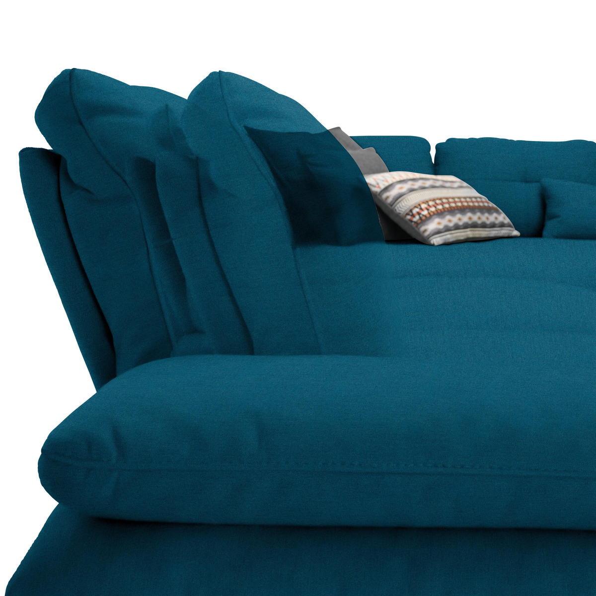 ECKSOFA in Flachgewebe Dunkelblau  - Schwarz/Dunkelblau, Design, Textil/Metall (344/271cm) - Chilliano