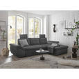 ECKSOFA in Mikrovelours Grau  - Schwarz/Grau, KONVENTIONELL, Kunststoff/Textil (275/170cm) - Carryhome