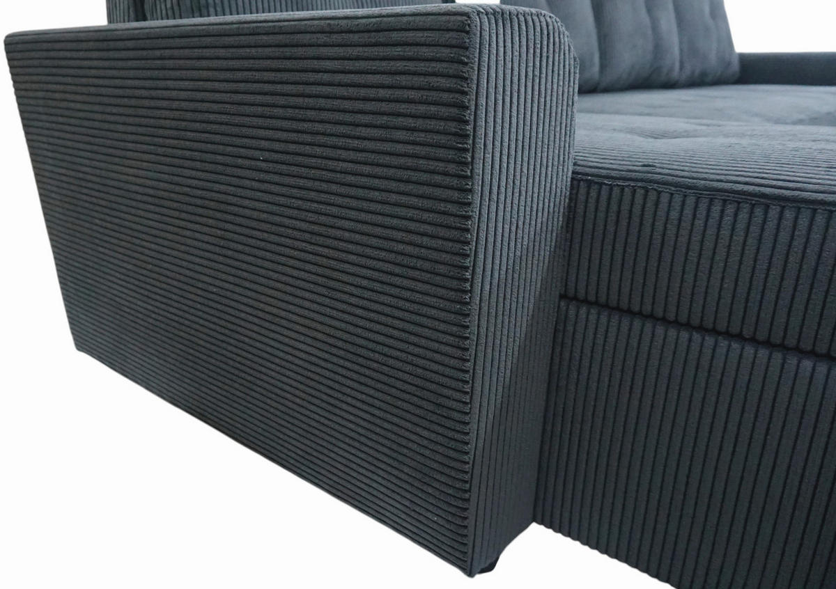 WOHNLANDSCHAFT TERMOLI in Cord Anthrazit  - Anthrazit/Schwarz, Design, Kunststoff/Textil (155/296/155cm) - MID.YOU