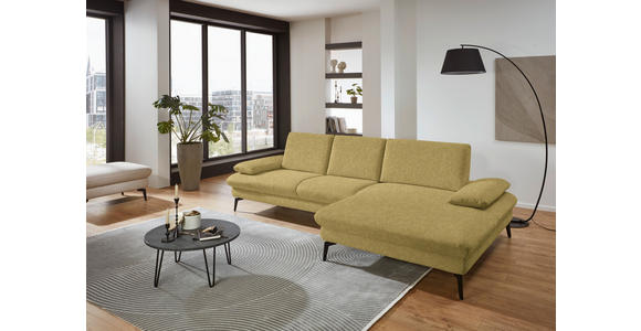 ECKSOFA in Chenille, Mikrofaser Hellgrün 299/157 cm - Schwarz/Hellgrün, Design, Textil/Metall (299/157cm) - Dieter Knoll