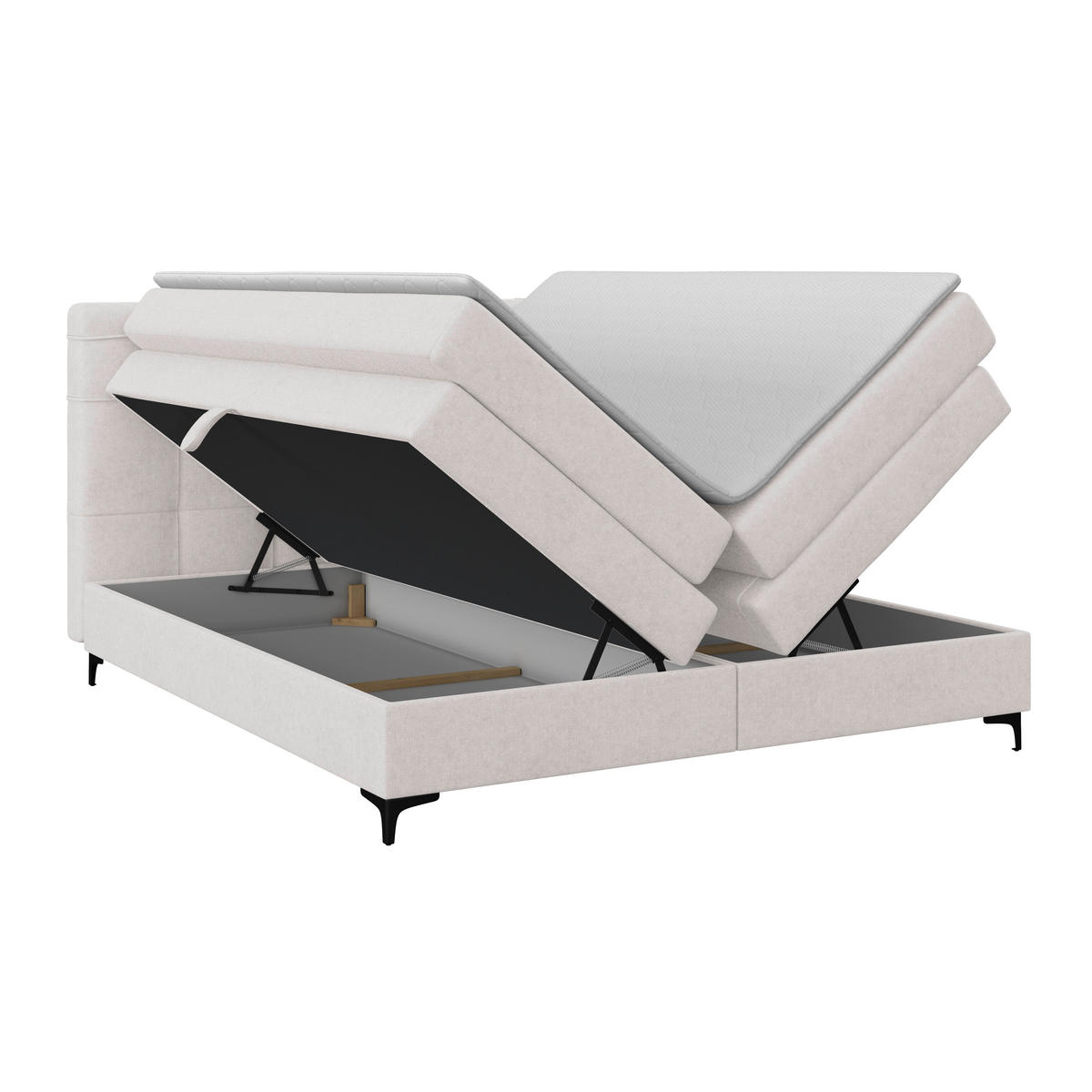 BOXSPRINGBETT 180/200 cm,  in Champagner, H3 = fest  - Champagner/Schwarz, KONVENTIONELL, Kunststoff/Textil (180/200cm)