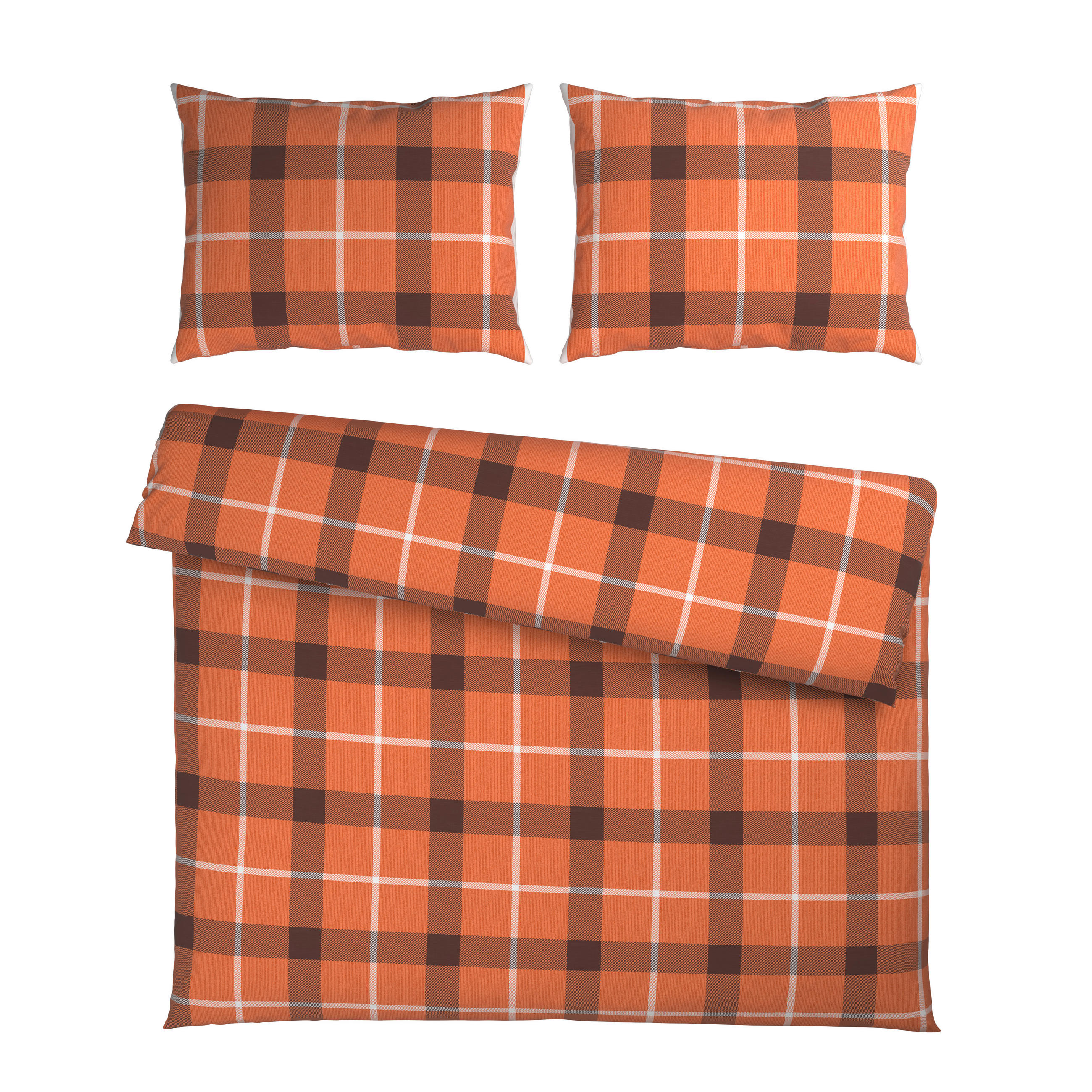 POSTELJNINA TERNET 200/200 cm flanela rjava, oranžna  - oranžna/rjava, Konvencionalno, tekstil (200/200cm) - Esposa