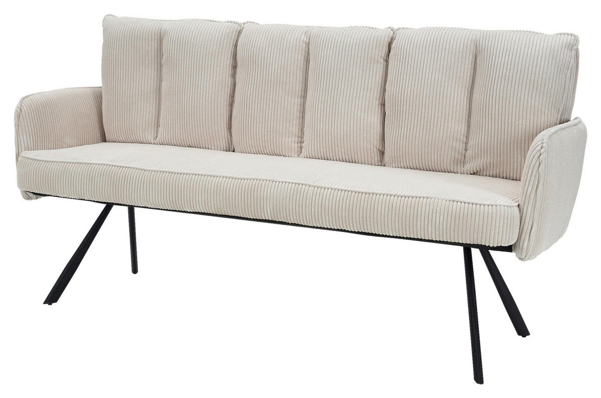 SITZBANK 180/93/67 cm Cord Beige  - Beige/Schwarz, Design, Textil/Metall (180/93/67cm) - Novel