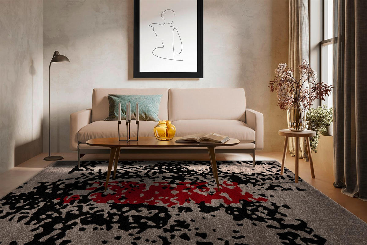 TEPPICH 120/170 cm Naila 300 Schwarz / Rot Rot, Schwarz  - Rot/Schwarz, KONVENTIONELL, Textil (120/170cm)