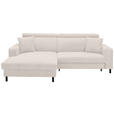 ECKSOFA in Flachgewebe Creme  166/262 cm  - Creme/Schwarz, Design, Textil/Metall (166/262cm) - Xora