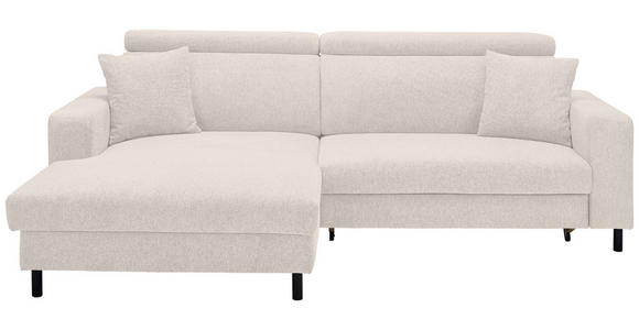 ECKSOFA in Flachgewebe Creme 166/262 cm - Creme/Schwarz, Design, Textil/Metall (166/262cm) - Xora