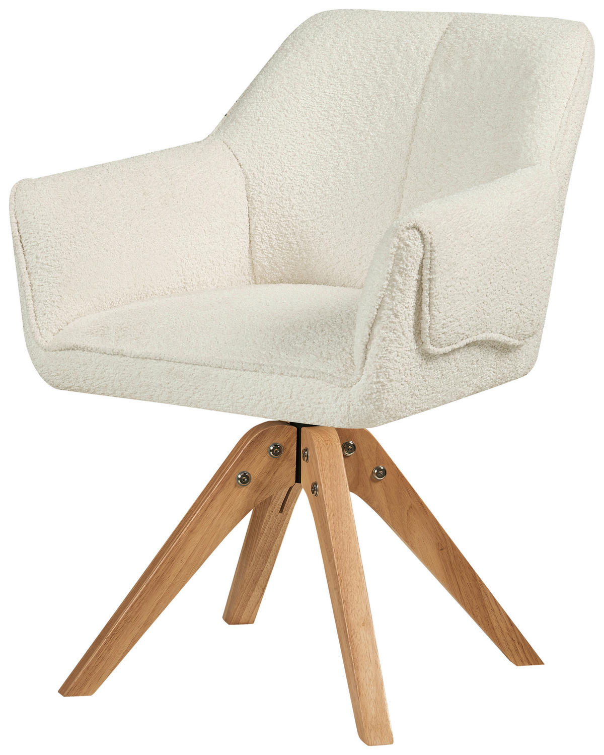 ARMLEHNSTUHL  in Bouclé  - Weiß, MODERN, Holz/Textil (60/86,5/63,5cm) - Kayoom