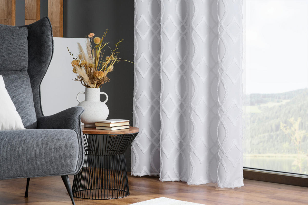 ZÁVES S OČKAMI, nepriehľadné, 140/245 cm - biela, Trend, textil (140/245cm) - Esposa