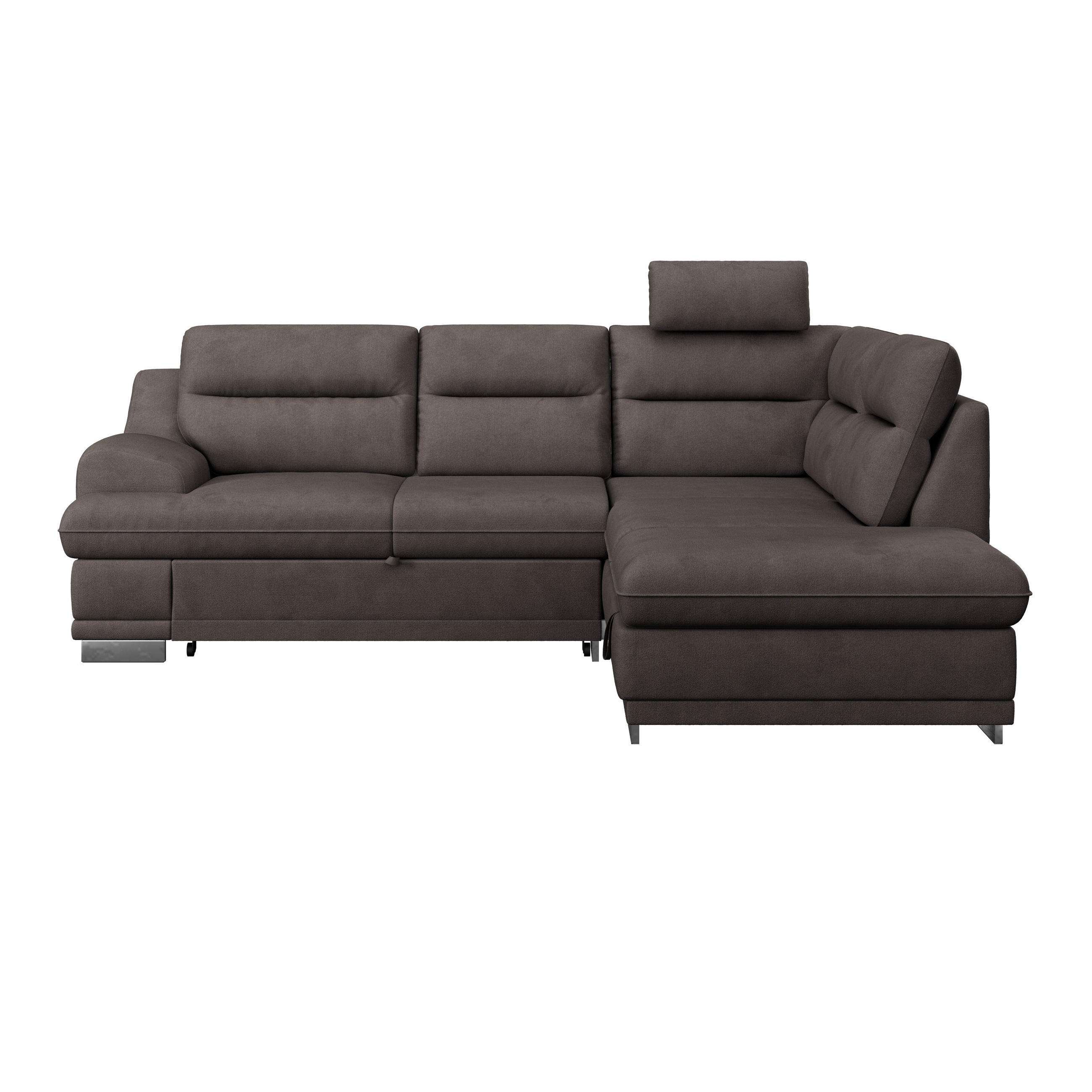WOHNLANDSCHAFT in Velours Braun  - Chromfarben/Braun, Konventionell, Textil/Metall (264/217cm) - MID.YOU