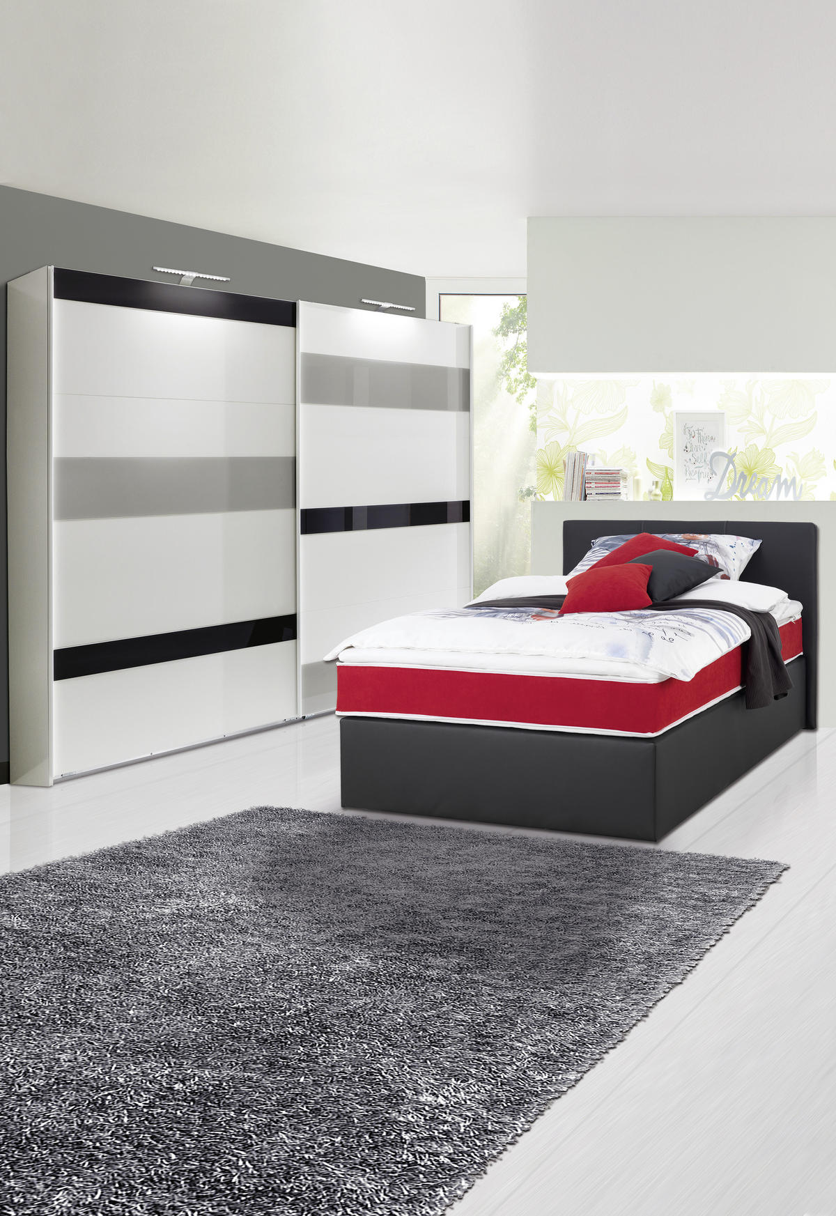 BOXSPRING KREVET 120/200 cm     crna  - crna, Dizajnerski, tekstil/pločasti materijal (120/200cm) - Xora