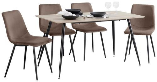 TISCHGRUPPE Schwarz, Eichefarben, Dunkelbraun  - Eichefarben/Dunkelbraun, KONVENTIONELL, Textil/Metall - P & B