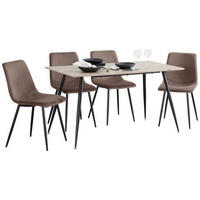 TISCHGRUPPE Schwarz, Eichefarben, Dunkelbraun  - Eichefarben/Dunkelbraun, KONVENTIONELL, Textil/Metall - P & B