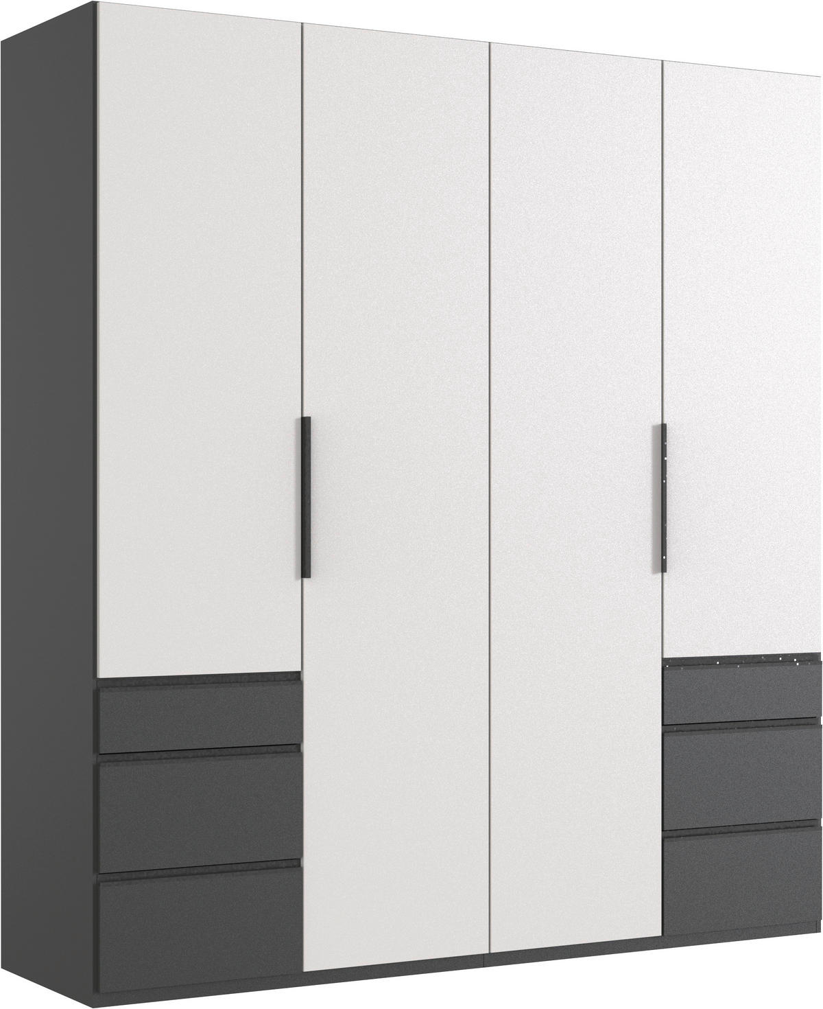 DREHTÜRENSCHRANK in Graphitfarben, Weiss  - Weiss/Schwarz, Konventionell, Holzwerkstoff/Metall (200/216/58cm) - Hom`in