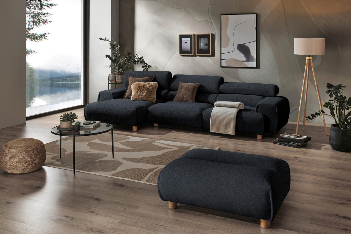 HÖRNSOFFA i velour antracit  - antracit, Natur, trä/textil (150/329cm) - Livetastic