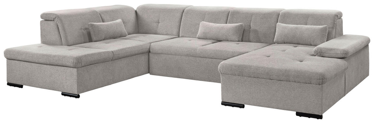 WOHNLANDSCHAFT Taupe Chenille  - Taupe/Grau, KONVENTIONELL, Kunststoff/Textil (188/340/240cm) - Carryhome